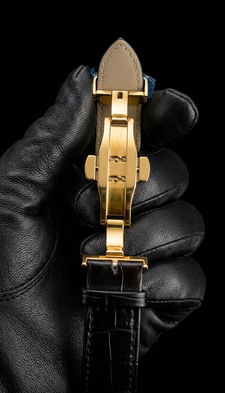 Universe Point Watch — Gold Dial, Black Leather