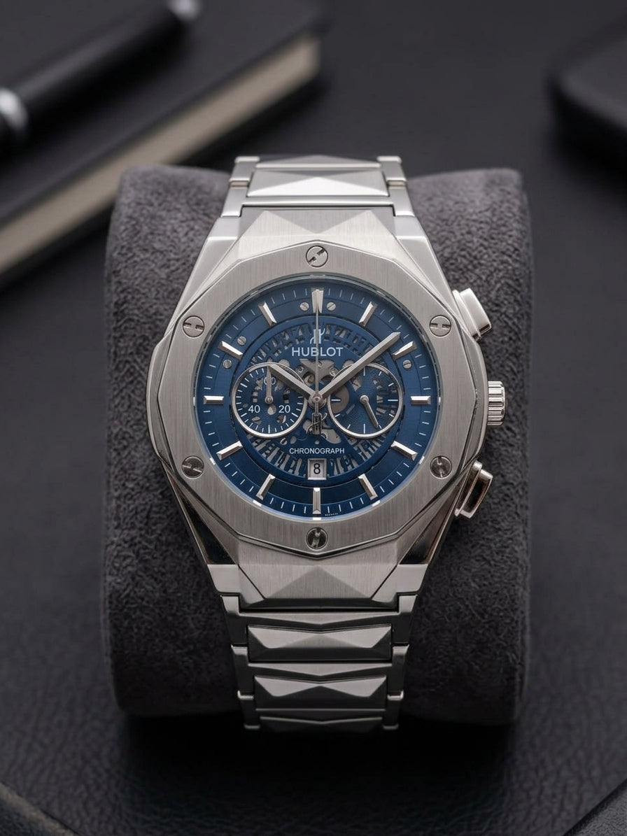 Hublot Watch Diamond Cut – Skeleton Blue Dial